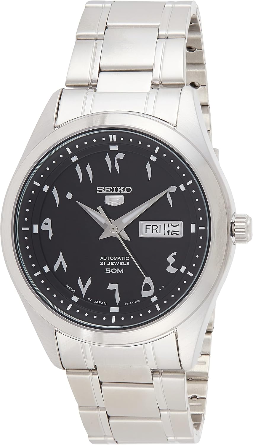 HOTSEIKO 5 Automatic Black Eastern Arabic Dial Men's Watch SNKP21J1