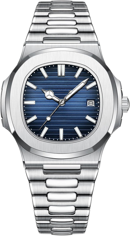 HOTBESTKANG Men Quartz Movement Watch Waterproof Luminous Men's Watch, Stainless Steel Strap Business Watches