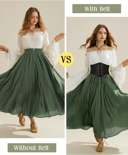 HOTScarlet Darkness Renaissance Corset Belt Lace-up Tied Waspie Wide Elastic Waist Belts for Women