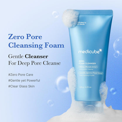 HOTmedicube Facial Cleanser Zero Foam Cleanser for Pore & Excess Oil Care | Daily Gentle Cleansing Foam - Excess Sebum Control, Hydration, Pore Minimization, Korean Skincare, Sensitive Skin, 4.23 oz