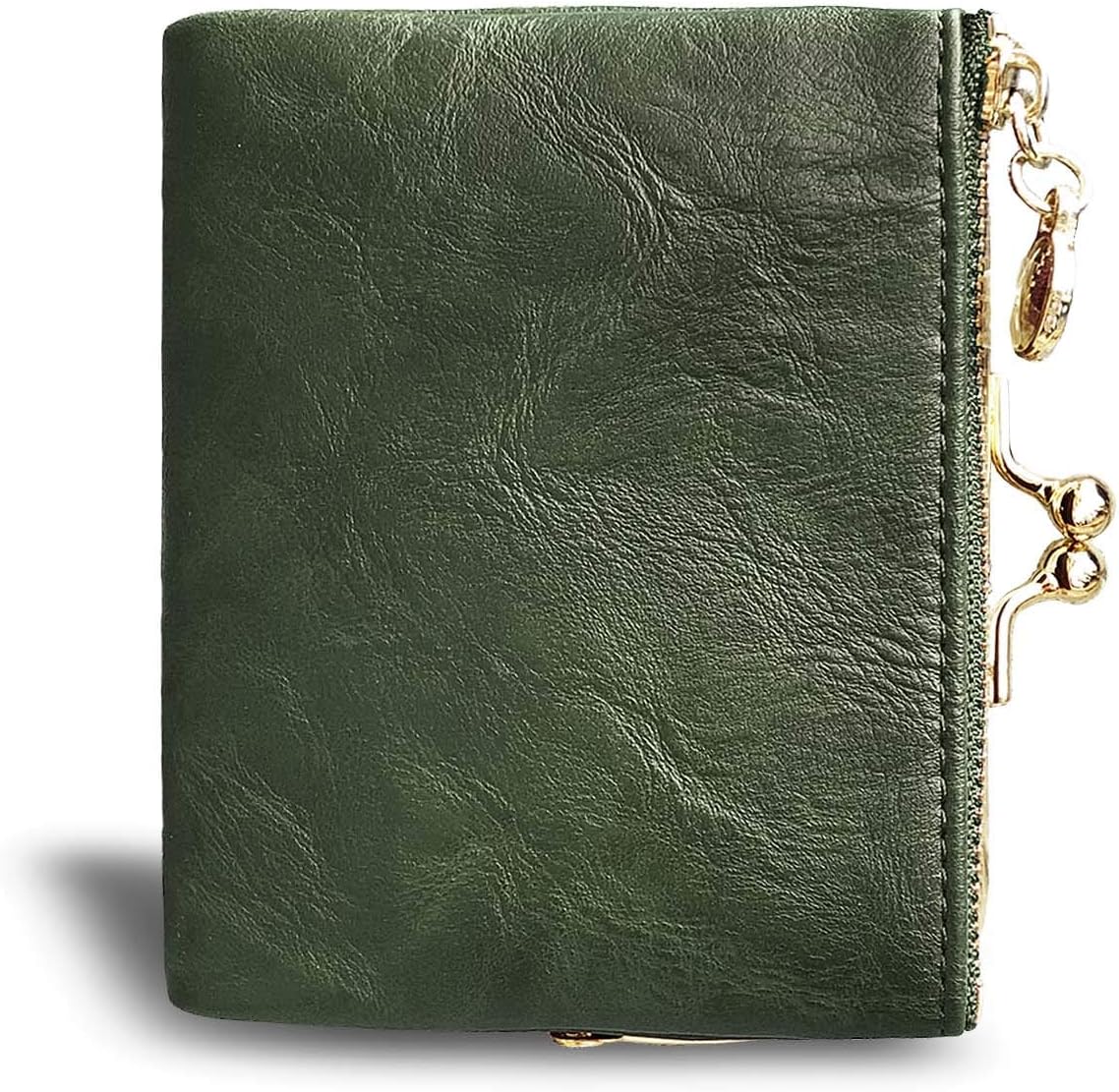 HOTAOXONEL Womens Wallet Small Rfid Ladies Compact Bifold Leather Vintage Coin Purse With Zipper and Kiss Lock