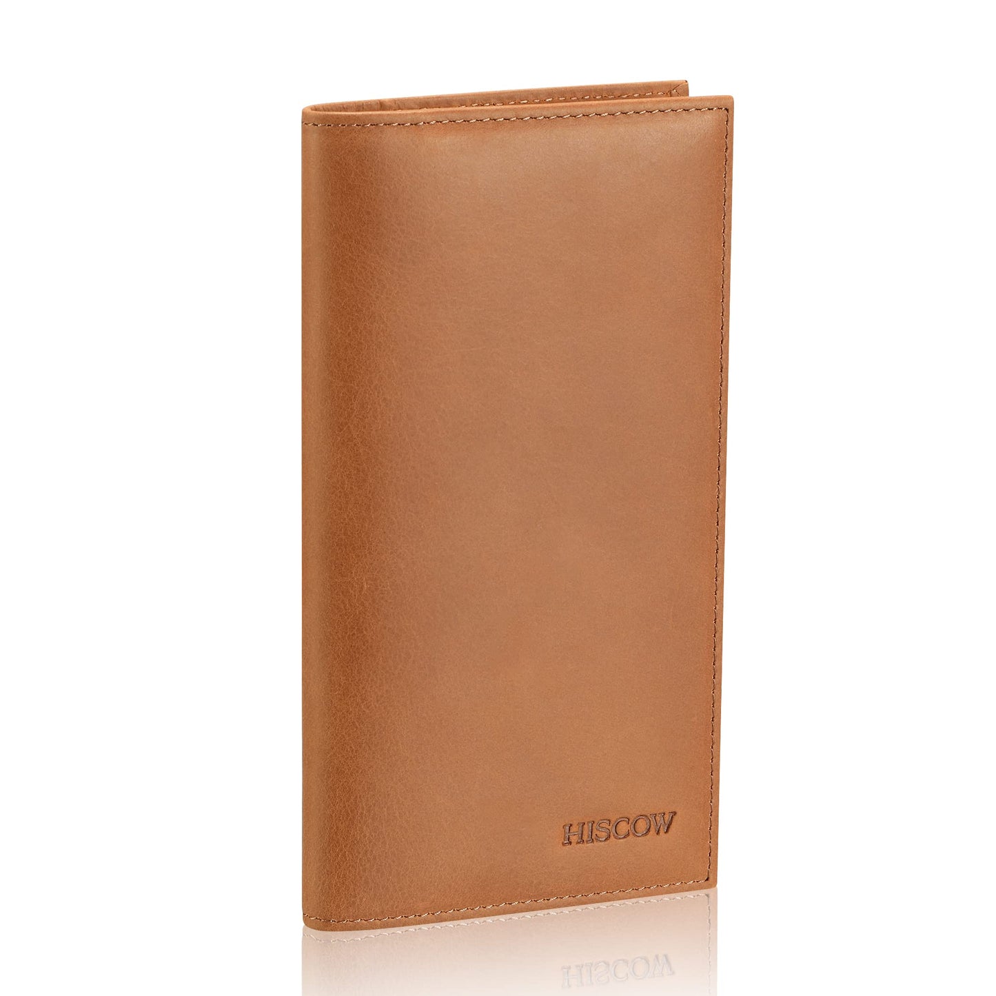HOTHISCOW Slim Leather Checkbook Cover for Personal Checks | Full grain cowhide, transaction register & check book pockets, removable duplicate divider, durable stitching, gifts for men