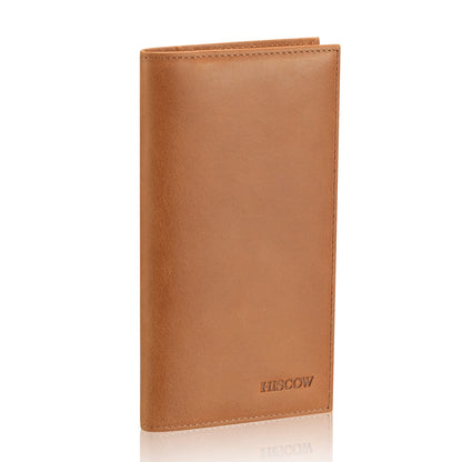 HOTHISCOW Slim Leather Checkbook Cover for Personal Checks | Full grain cowhide, transaction register & check book pockets, removable duplicate divider, durable stitching, gifts for men
