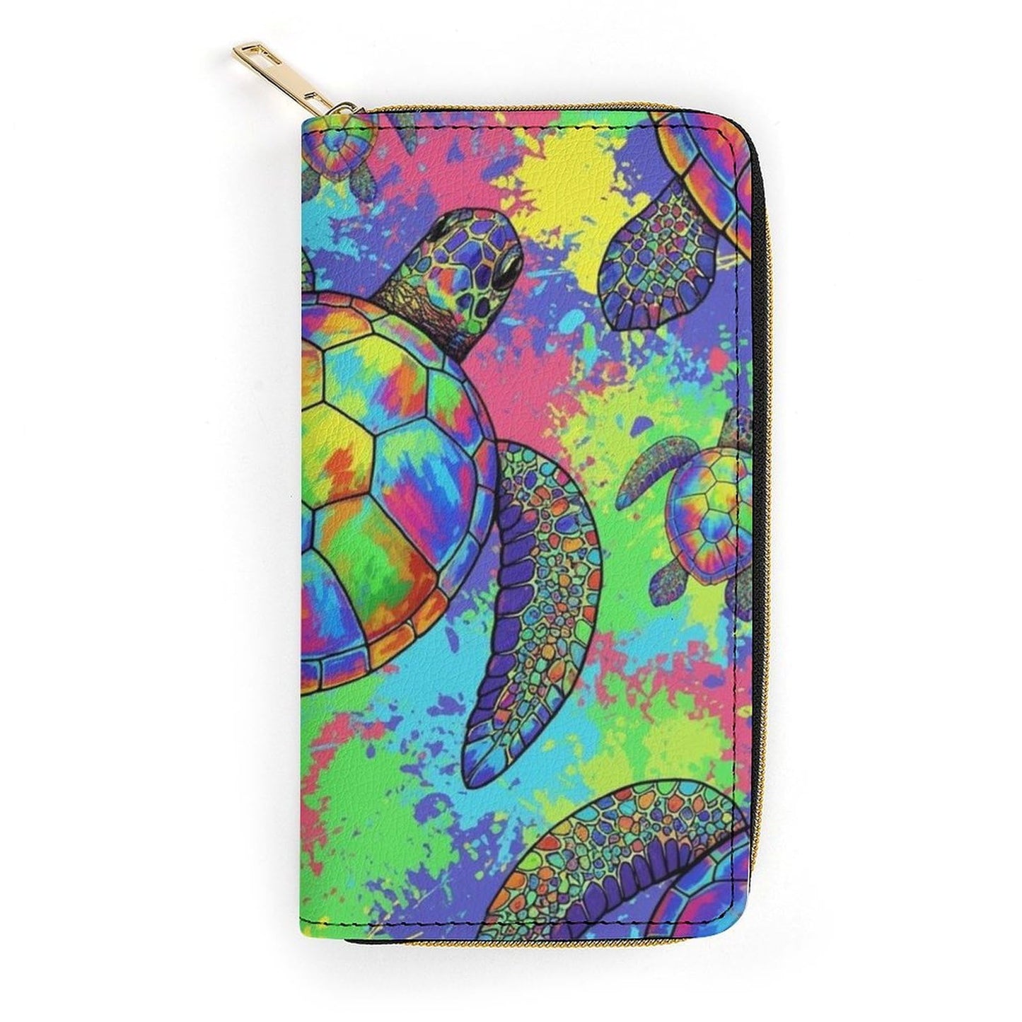 HOTWomen's Stylish Credit Card Wallet Cash Holder Organizer Slim Purse Watercolor Sea Turtle Long Wallets with Card Slots