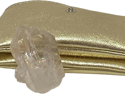 HOTGenuine Leather Card Holder Wallet for Women, Compact Wallet with Snap Closure and Zipper Pocket, (gold)