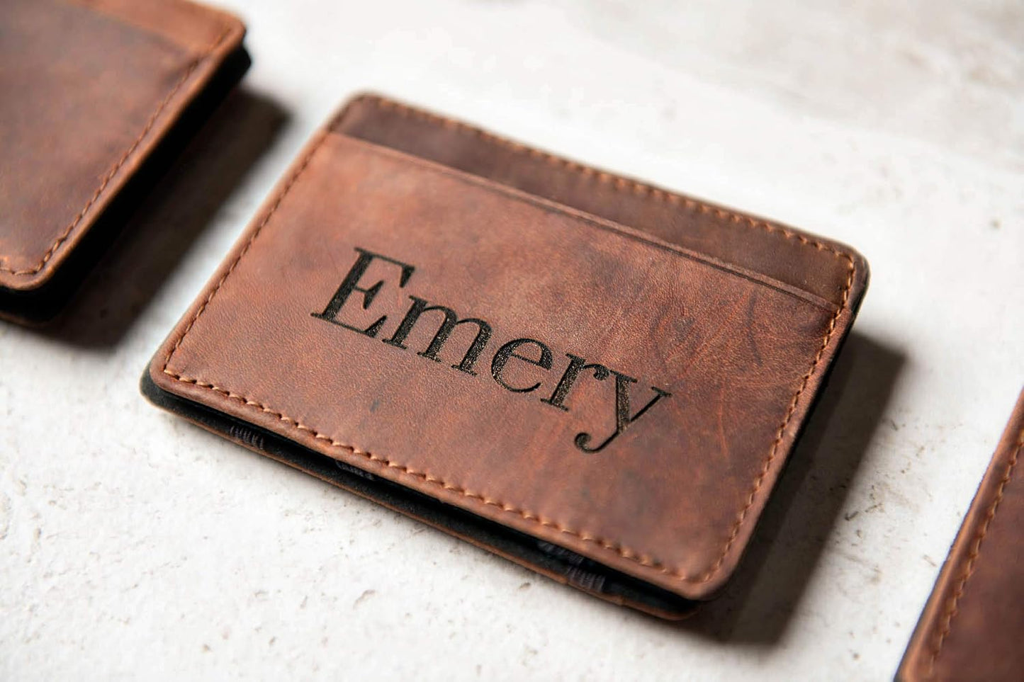 HOTPersonalized Distressed Leather Flip Wallet by Left Coast Original