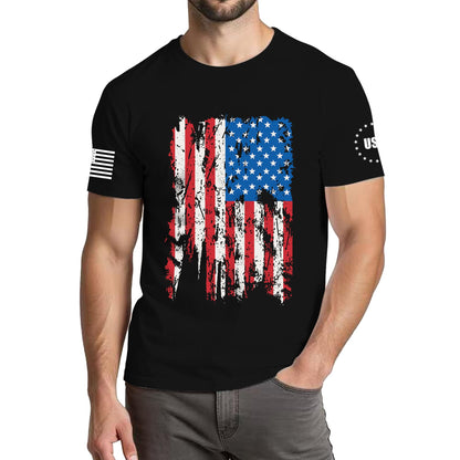 HOTXLIEVO 4th of July Shirts Men:USA American Flag Patriotic Independence Day Higher Quality Short Sleeve T-Shirt
