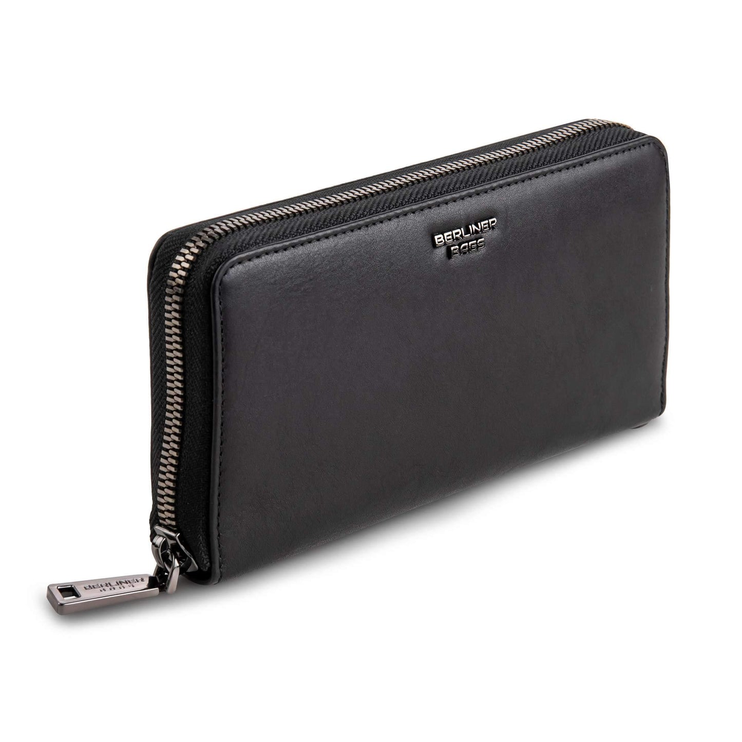 HOTBERLINER BAGS Genuine Leather Zip Wallet Women Lyon, Gift Box – Black | Soft Leather Zip Around Wallet, Fits up to Phone 6.9", 15 Card Slots, 1 ID Window, 3 Bill Slots, 1 Coin Pocket, RFID Blocking