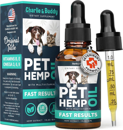 HOTCharlie & Buddy Hemp Оil for Dogs Cats - Helps Pets with Аnxiеty, Pаin, Strеss, Slееp, Аrthritis, Sеizures Rеlief - Нiр Jоint Hеalth - Cаlming Trеats