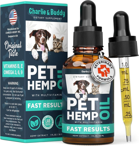 HOTCharlie & Buddy Hemp Оil for Dogs Cats - Helps Pets with Аnxiеty, Pаin, Strеss, Slееp, Аrthritis, Sеizures Rеlief - Нiр Jоint Hеalth - Cаlming Trеats