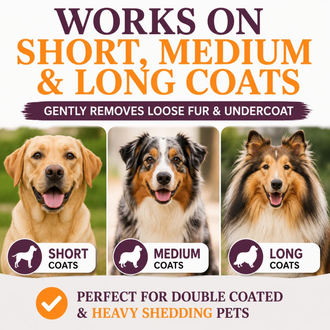 HOTSleekEZ Dog Brush for Shedding | Patented Deshedding Dog Brush | Pet Hair Remover for Short, Medium & Long Coats | Made in USA | 5 Inch