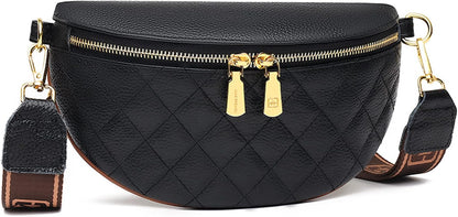 HOTEslcorri Small Crossbody Sling Bag for Women Trendy - Fanny Packs Leather Chest Belt Bum Bag Anti Theft Purse for Travel