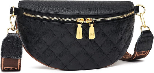 HOTEslcorri Small Crossbody Sling Bag for Women Trendy - Fanny Packs Leather Chest Belt Bum Bag Anti Theft Purse for Travel