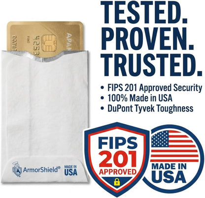 HOT10x RFID Blocking Credit Card"DuPont TYVEK" Sleeves for wallet or purse. Protect your debit cards, credit cards and IDs from identity theft skiming. | Blocks unauthorized RFID scans. Slim, waterproof, tearproof. 100% Made in USA.