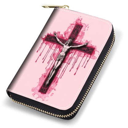 HOTCredit Card Holder Wallets for Women, RFID Blocking Small Leather Card Case Wallet with Zipper Accordion Wallets, Floral Quote Bible Verse Psalm 46:10