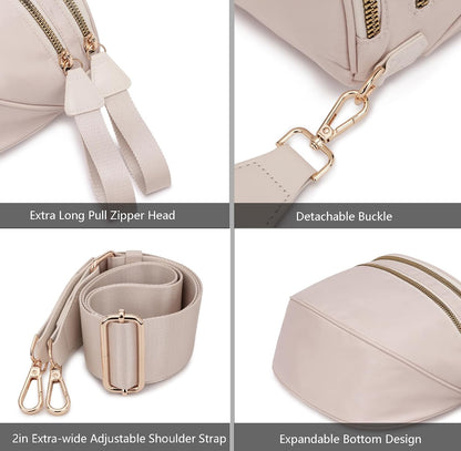 HOTPure Colour Crossbody Bum Bags for Women Spacious Checkered Cross body Bag Nylon Trendy Fanny Pack for Travel