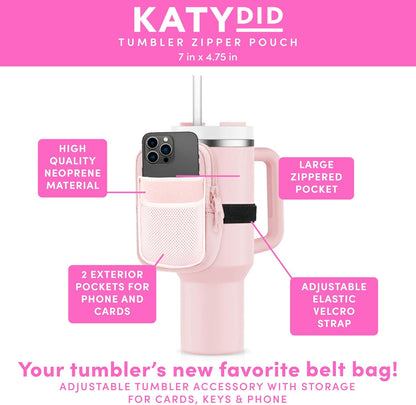 HOTKATYDID Tumbler Zipper Pouch and Phone Holder with 3 Pockets - Compact Water Bottle Pouch for Wallet, Keys, and Phone - Premium Tumbler Accessories