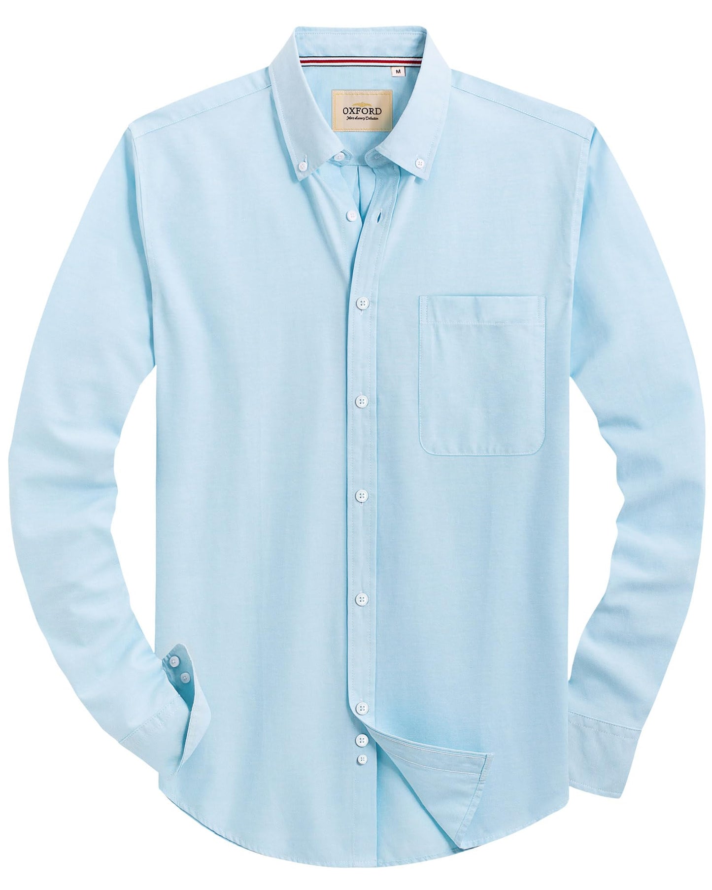 HOTAlimens & Gentle Mens Solid Oxford Shirt Long Sleeve Dress Shirt Work Casual Button Down Shirts with Pocket