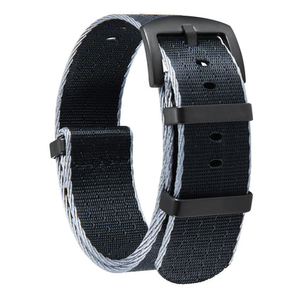 HOTBINLUN Nylon Watch Band 18mm,20mm,22mm,24mm Rugged Military Replacement Watch Straps Silver&Black Stainless Buckle Heavy-Duty Wristband For Traditional Men Women Watches