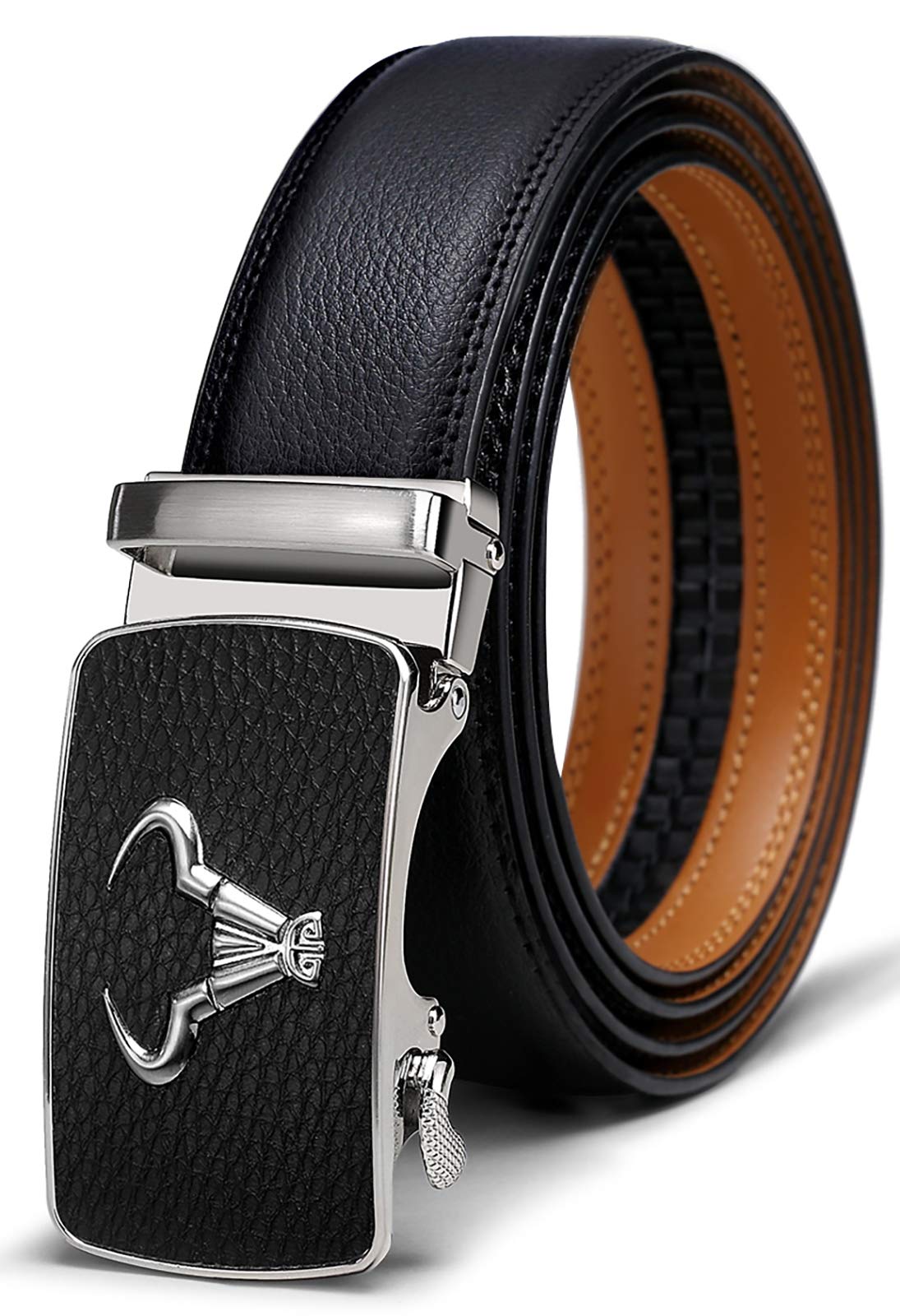 HOTBULLIANT Men's Belt,Brand Ratchet Belt Of Genuine Leather For Gift Men Dress,Size Customized