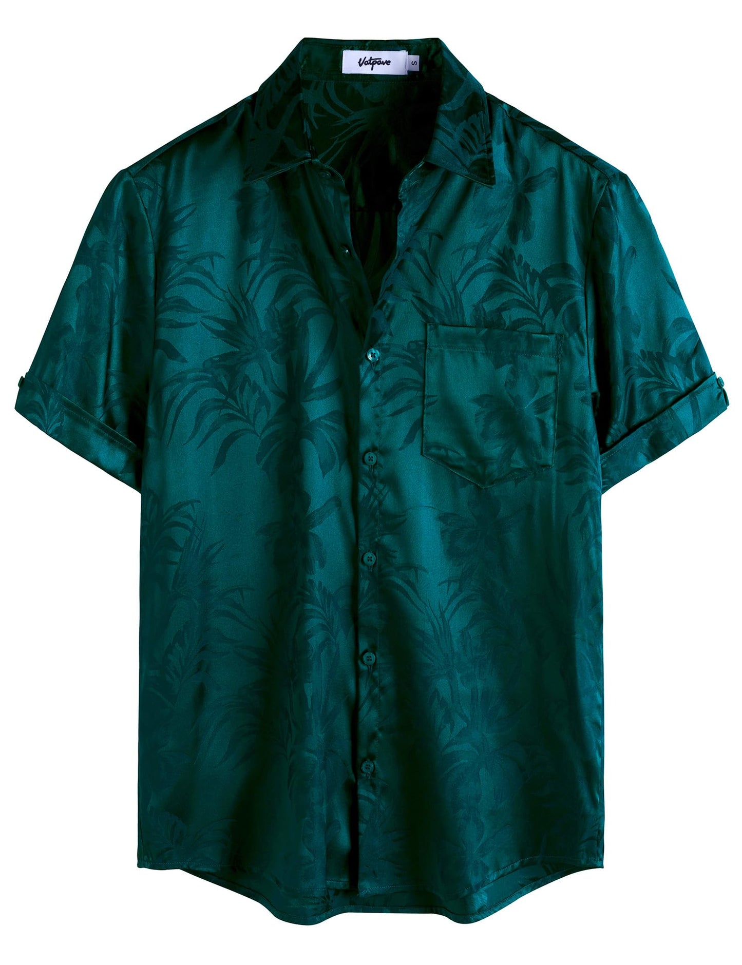 HOTVATPAVE Mens Silk Satin Hawaiian Shirt Short Sleeve Button Down Shirts | Hawaii, Summer, Beach, Vacation, Tropical, Resort Wear, Jacquard, Going Out, Rave, Cool, Club, Floral, Holiday, with Pocket