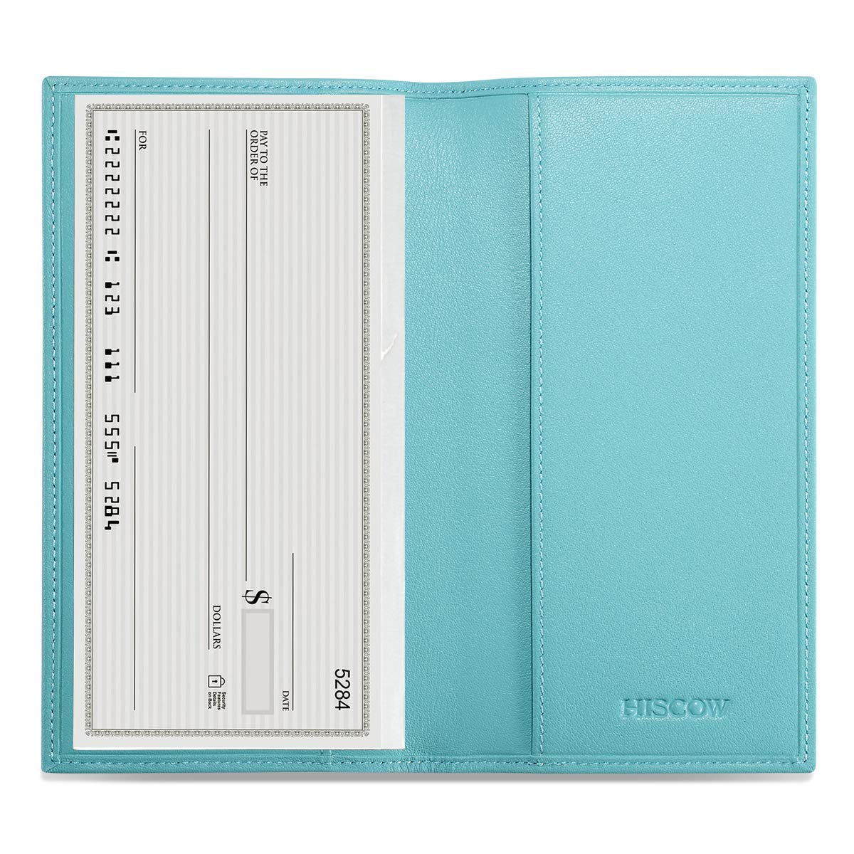 HOTHISCOW Slim Leather Checkbook Cover for Personal Checks | Full grain cowhide, transaction register & check book pockets, removable duplicate divider, durable stitching, gifts for men