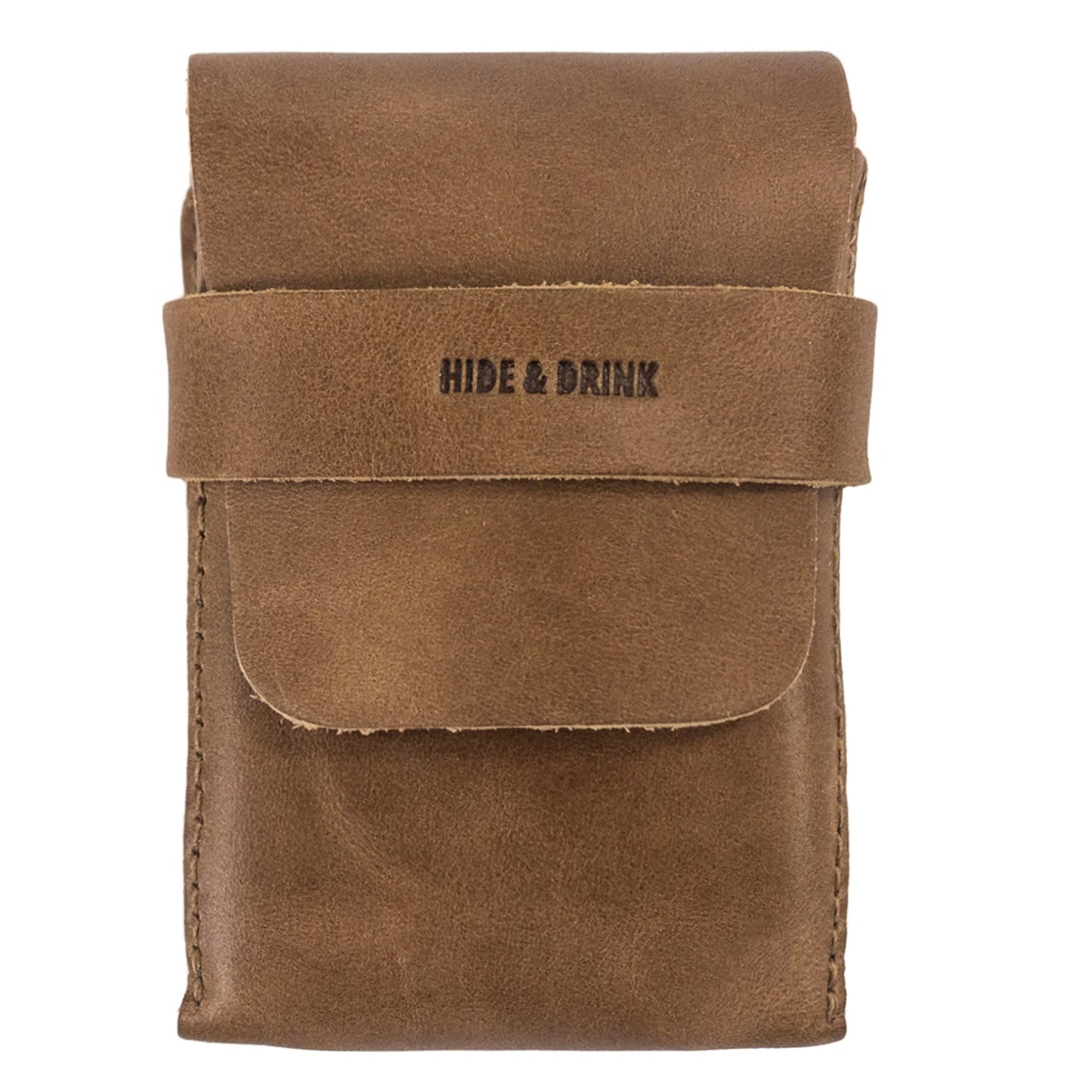 HOTHide & Drink, Classic Case for Playing Cards (Not Included) Secure Storage, Playing Deck Holder, Travel Accessory, Full Grain Leather, Handmade, Bourbon Brown