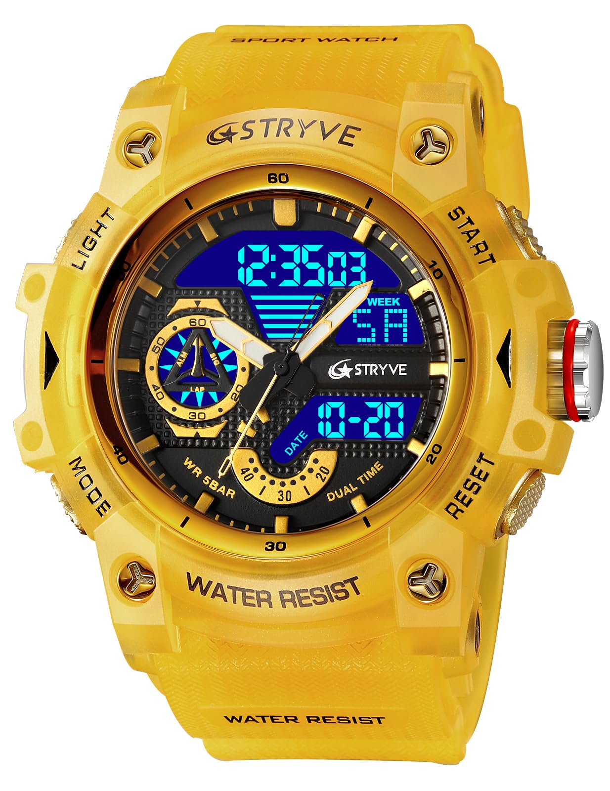 HOTGosasa Men's Large Face Outdoor Sports Watches Military S-Shock Watch Waterproof, Backlight, Alarm, Stopwatch Features - Rugged Wristwatch for Training, Hiking, and Adventure