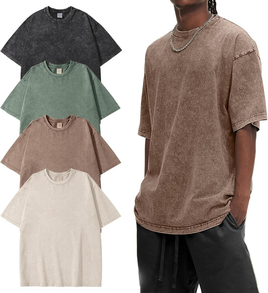 HOTEiscntd Mens Oversized T-Shirts Heavyweight Cotton Vintage Unisex Baggy Tee