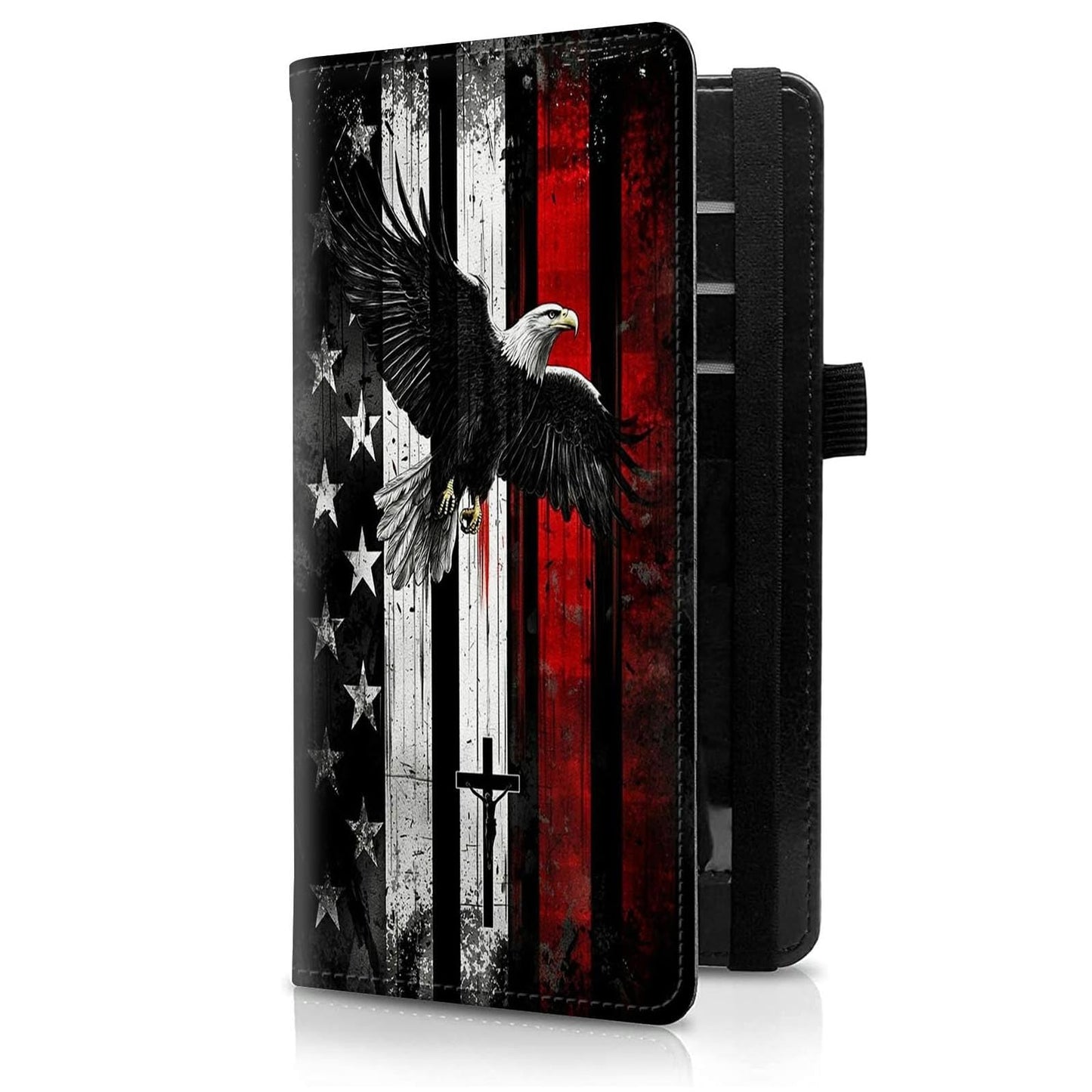 HOTFUYOCWE Leather Checkbook Covers for Men Women Check book Holder Cover Wallets for Personal Checkbook Duplicate Checks with RFID Blocking & Elastic Strap-Beautiful Black Horse