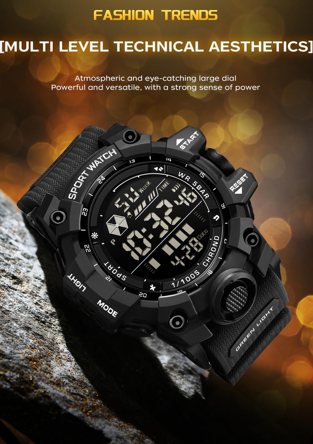 HOTFANMIS Mens Military Multifunction Digital LED Watch Electronic Waterproof Alarm Quartz Sports Watch