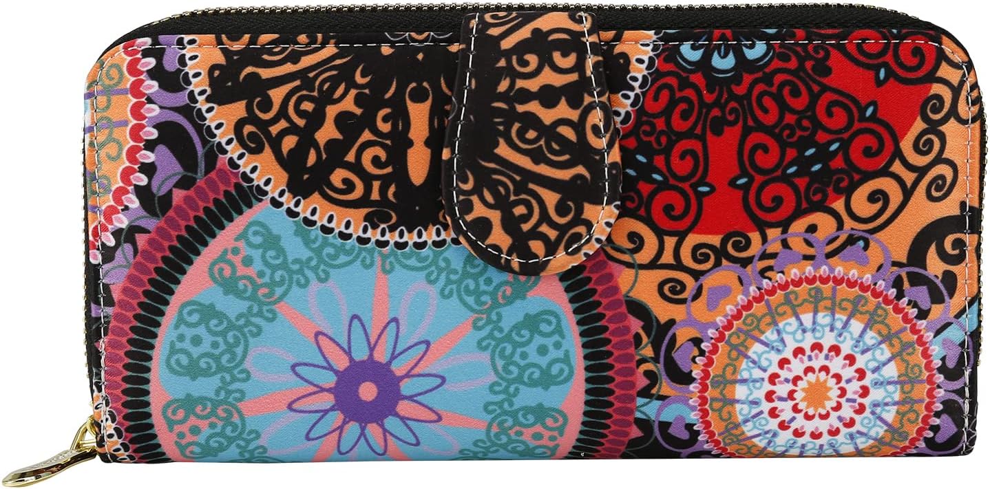 HOTWomen Wallet Card RFID For Womens Holder Blocking Credit Small Zipper Purse Pocket Bifold Slim Coin ID Ladies Wristlet Clutch Large Capacity Window Case Travel Zip Women's