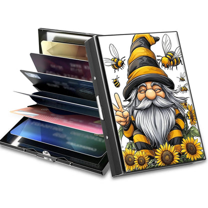 HOTCute Credit Card Holder with Zipper, Crow Skull RFID-Blocking Card Case Small Wallet for Women Men, Multi-slot Card Organizer Case Travel Accordion Wallet