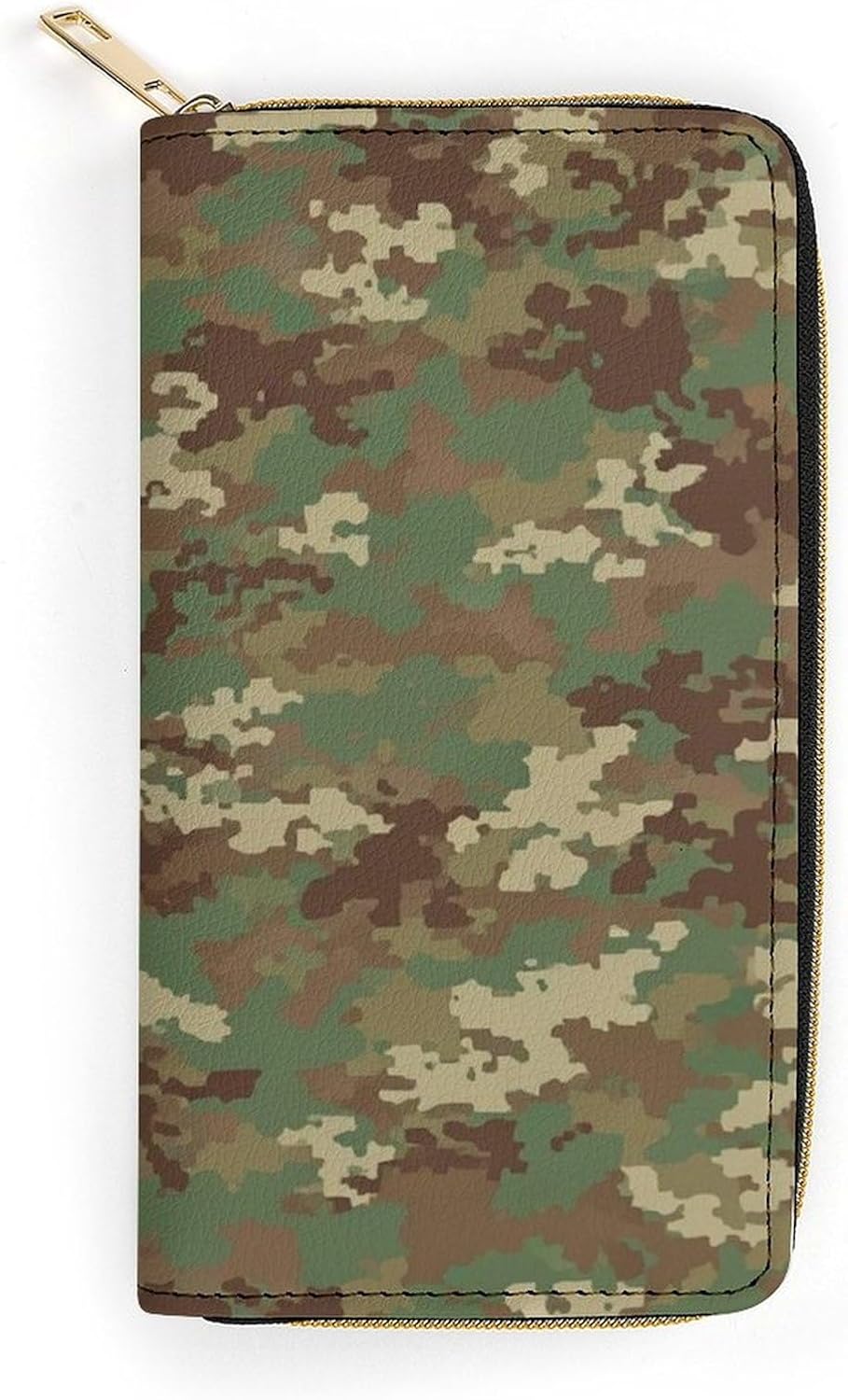 HOTPortable Womens Long PU Leather Wallet Army Classic Camouflage Pattern, Large Capacity Multi Card Slot Organizer, Waterproof Slim Purse for Shopping Trips