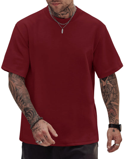 HOTHerberton Mens Oversized T-Shirts Heavyweight Cotton Stretch Fashion Thick Tee Tops (S-3XL)