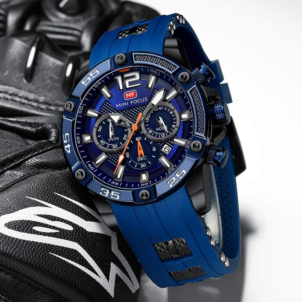 HOTAIMES Watch for Men Sport Military Waterproof Chronograph Mens Watches Analog Quartz Big Face Classic Stylish Fashion Casual Designer Business Work Wrist Watch Elegant Gift for Men