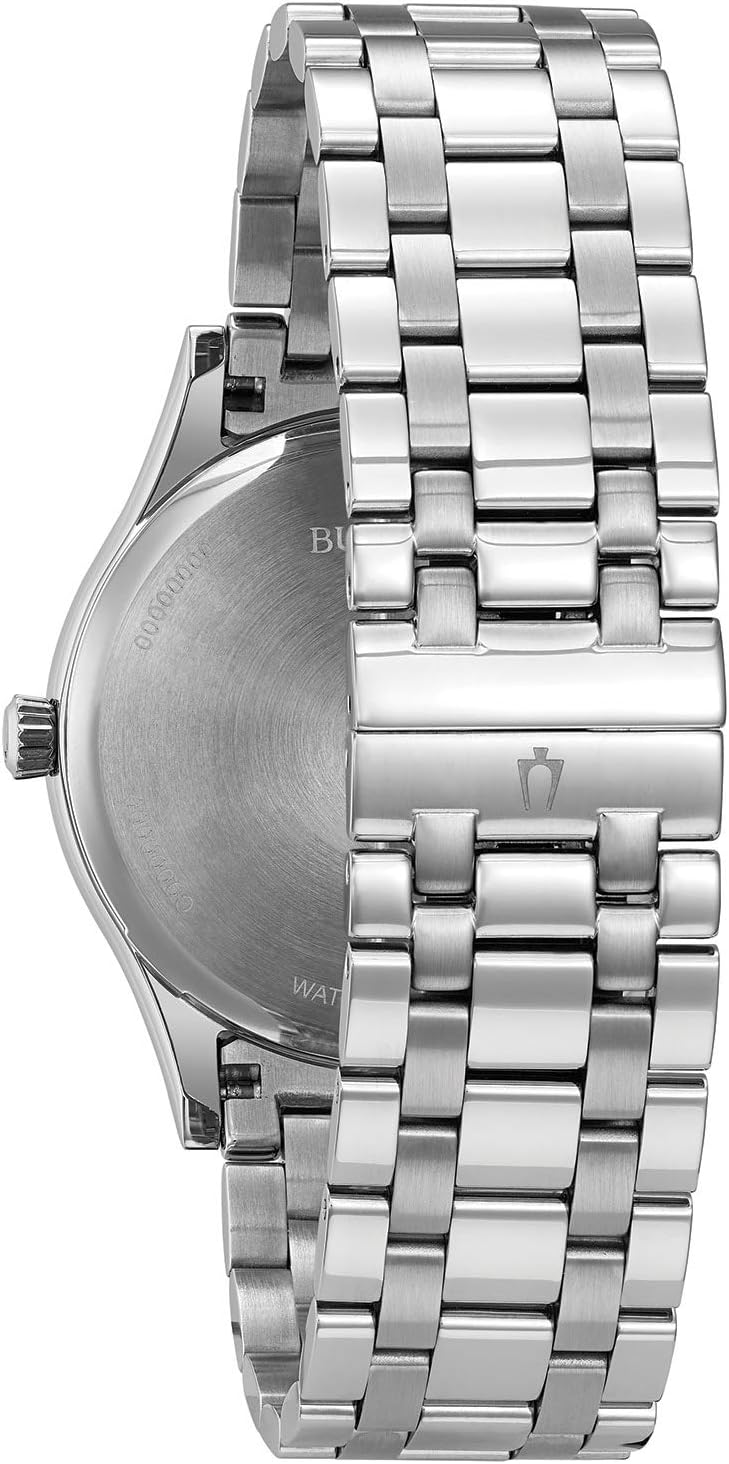 HOTBulova Men's Classic Stainless Steel 3-Hand Date Calendar Quartz Watch, Grey Dial with Roman Numeral Markers Style: 96B261