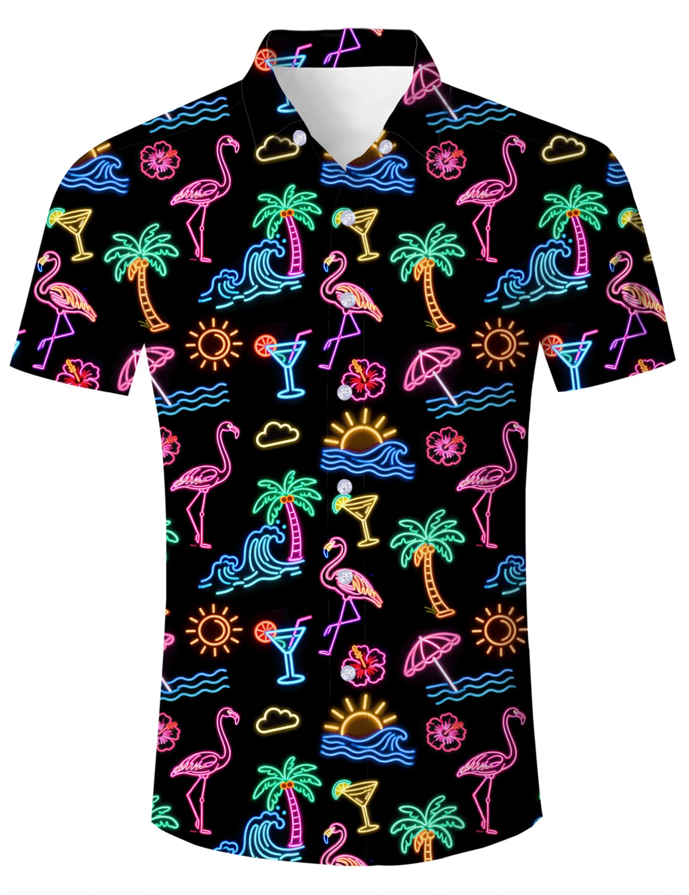 HOTuideazone Mens Funny Hawaiian Shirts 3D Graphic Button Down Short Sleeve Tropical Holiday Beach Aloha Shirt