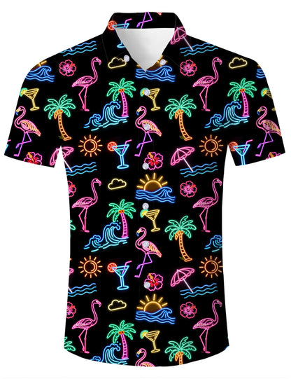 HOTuideazone Mens Funny Hawaiian Shirts 3D Graphic Button Down Short Sleeve Tropical Holiday Beach Aloha Shirt