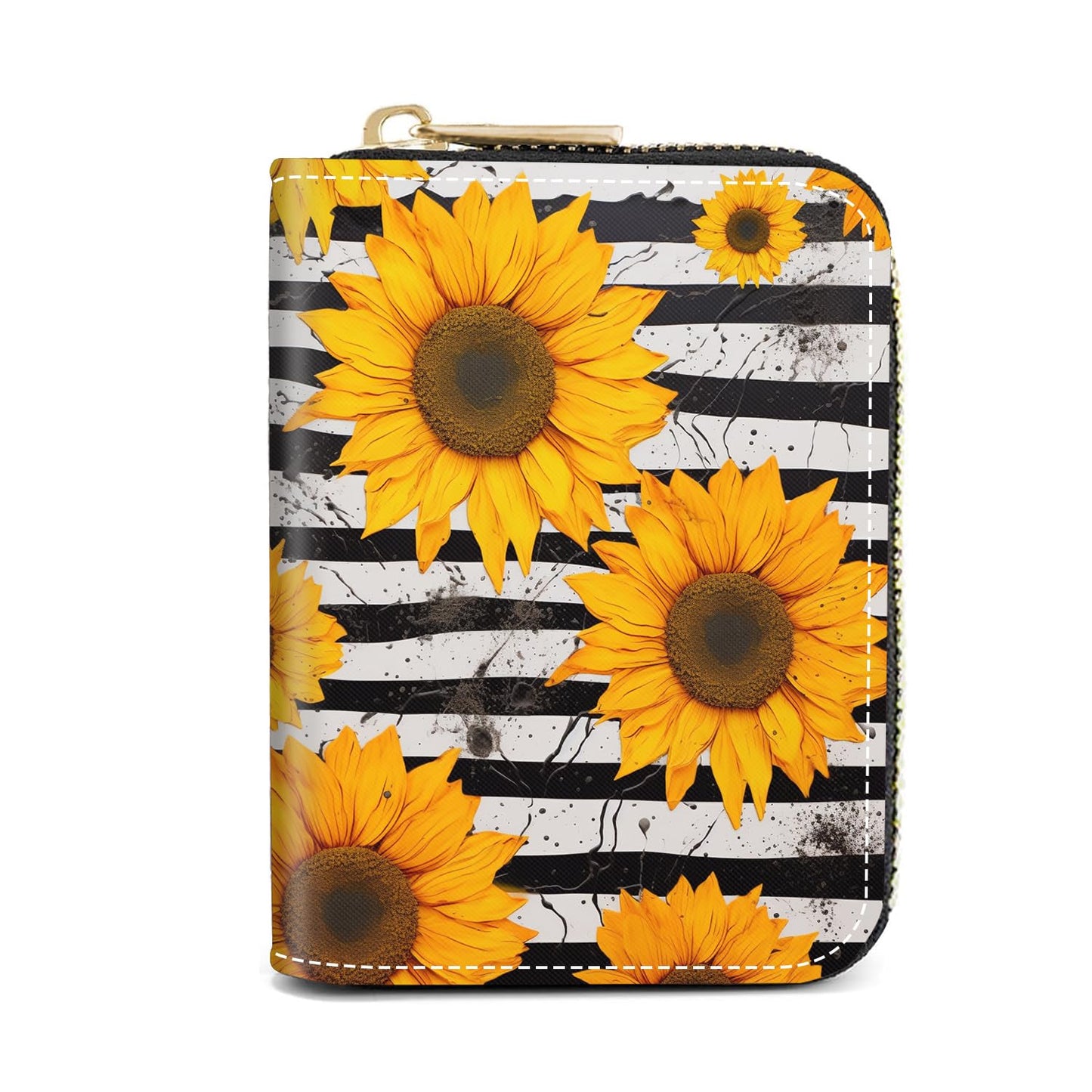 HOTCredit Card Holder Wallets for Women, Slim Leather Card Holder Wallet, Credit Card Wallet Organizer, Pocket Business Card Case with Zipper, Elephants and Flowers Under the Moon