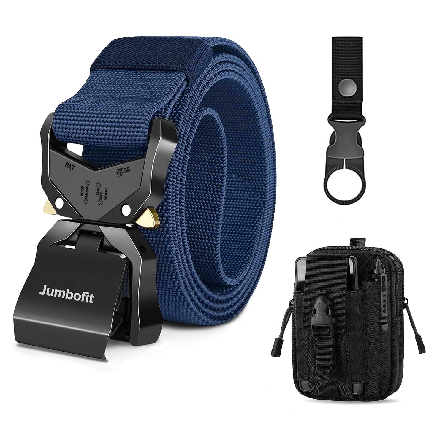 HOTTactical Belt for Men and Women, Military Work Belt Nylon with Quick-Release Buckle, Gift with Molle Pouch & Clip