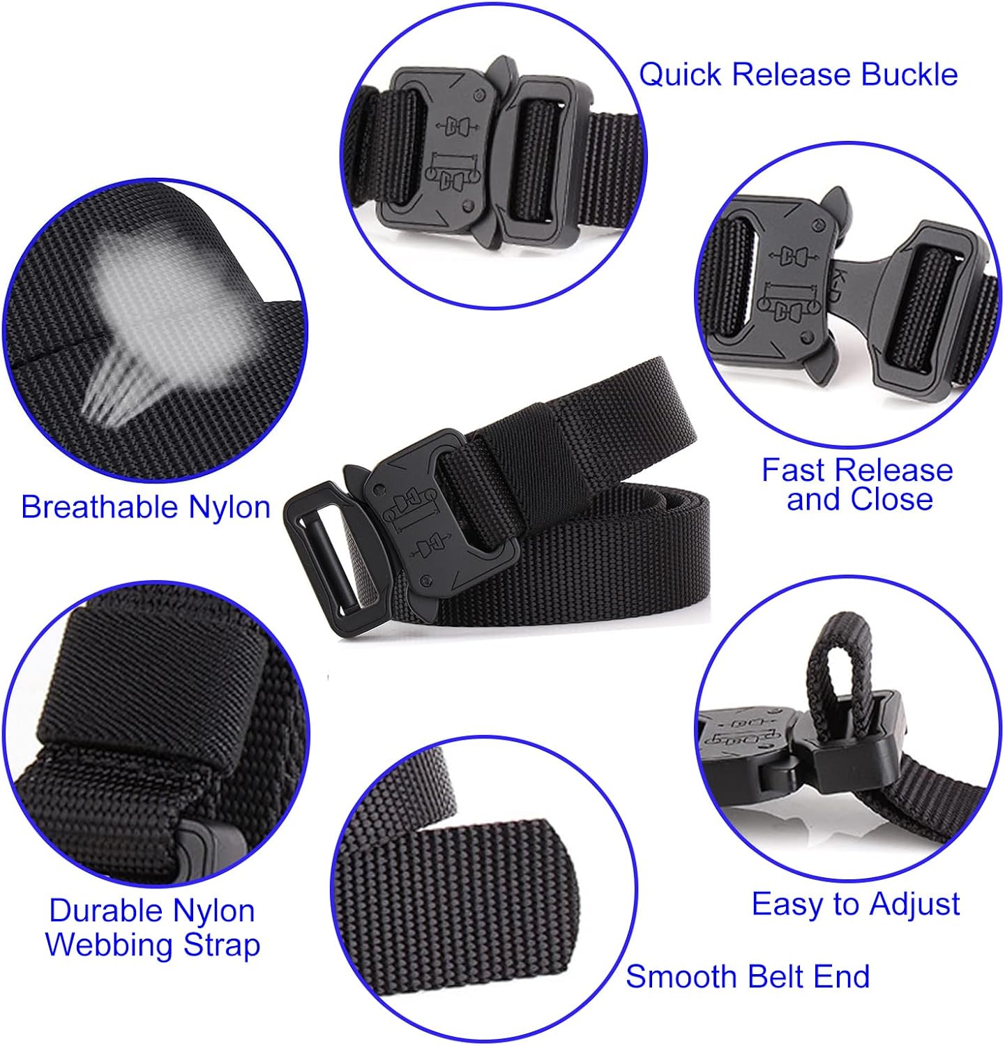 HOT1 inch Tactical Belt for Men, Military Nylon Web Work Belts, Quick Release Buckle Belts