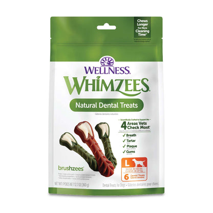 HOTWhimzees Wellness Brushzees Natural Dog Dental Treat, VOHC Accepted Chews, Freshens Breath, Extra-Small Size, 12.7 oz Bag, 48 Count