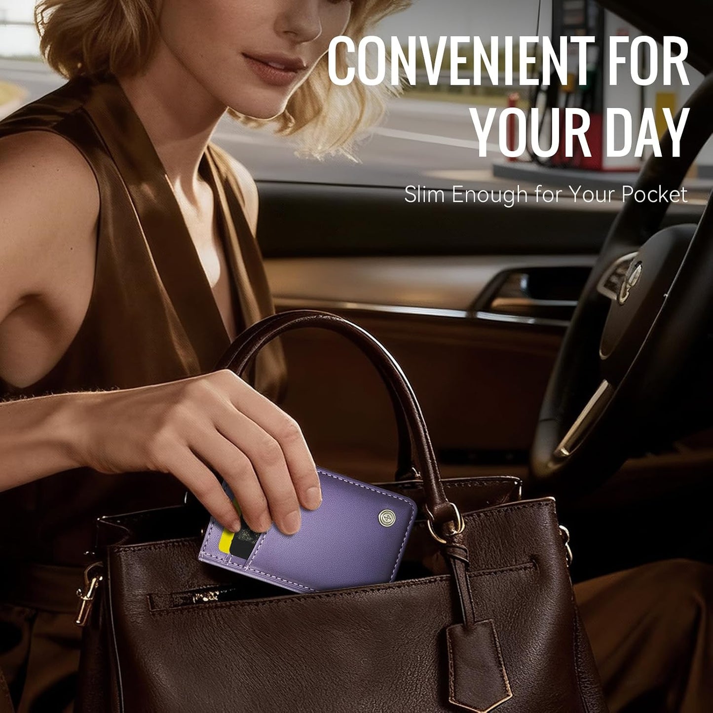 HOTSlim Wallet for Women RFID Blocking Credit Card Holder Bifold Front Pocket Mini Wallet with 8 Card Slots and 2 Cash Pockets, Minimalist PU Leather Small Travel Purse Compact Gift, Purple