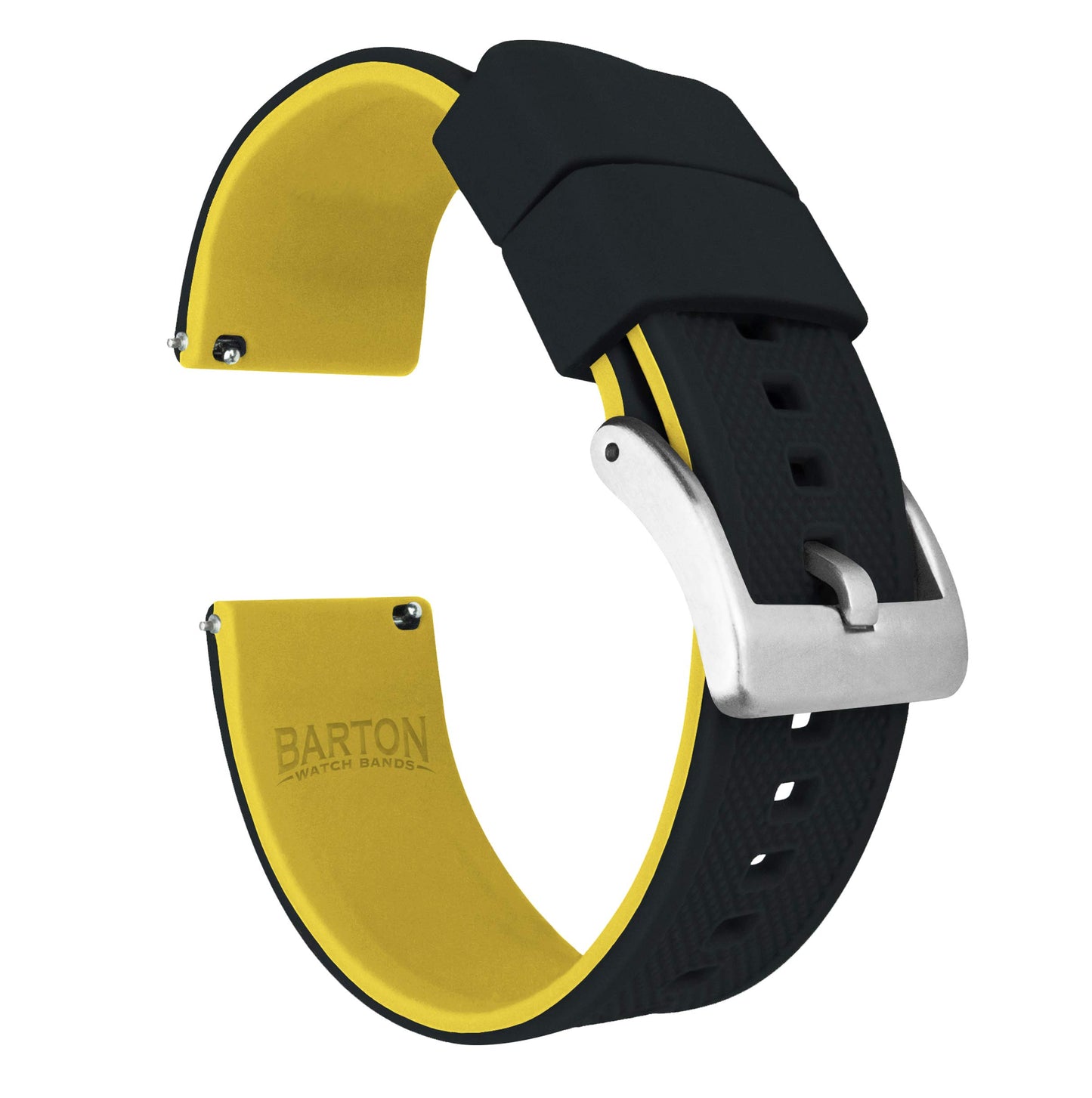 HOTBARTON Elite Silicone Watch Bands - Quick Release - Choose Strap Color & Buckle Color (Stainless Steel, Black PVD or Gunmetal Grey) - 18mm, 20mm, 22mm & 24mm Watch Straps