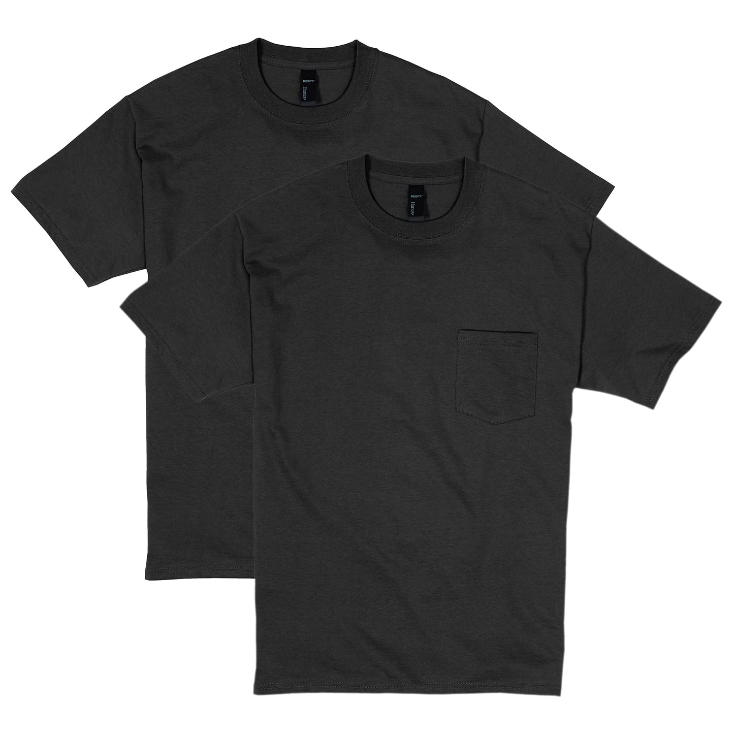 HOTHanes Men's Beefy-t Pocket, Heavyweight Cotton Pocket Tee for Men, Full-Cut T-Shirt, 1 Or 2 Pack