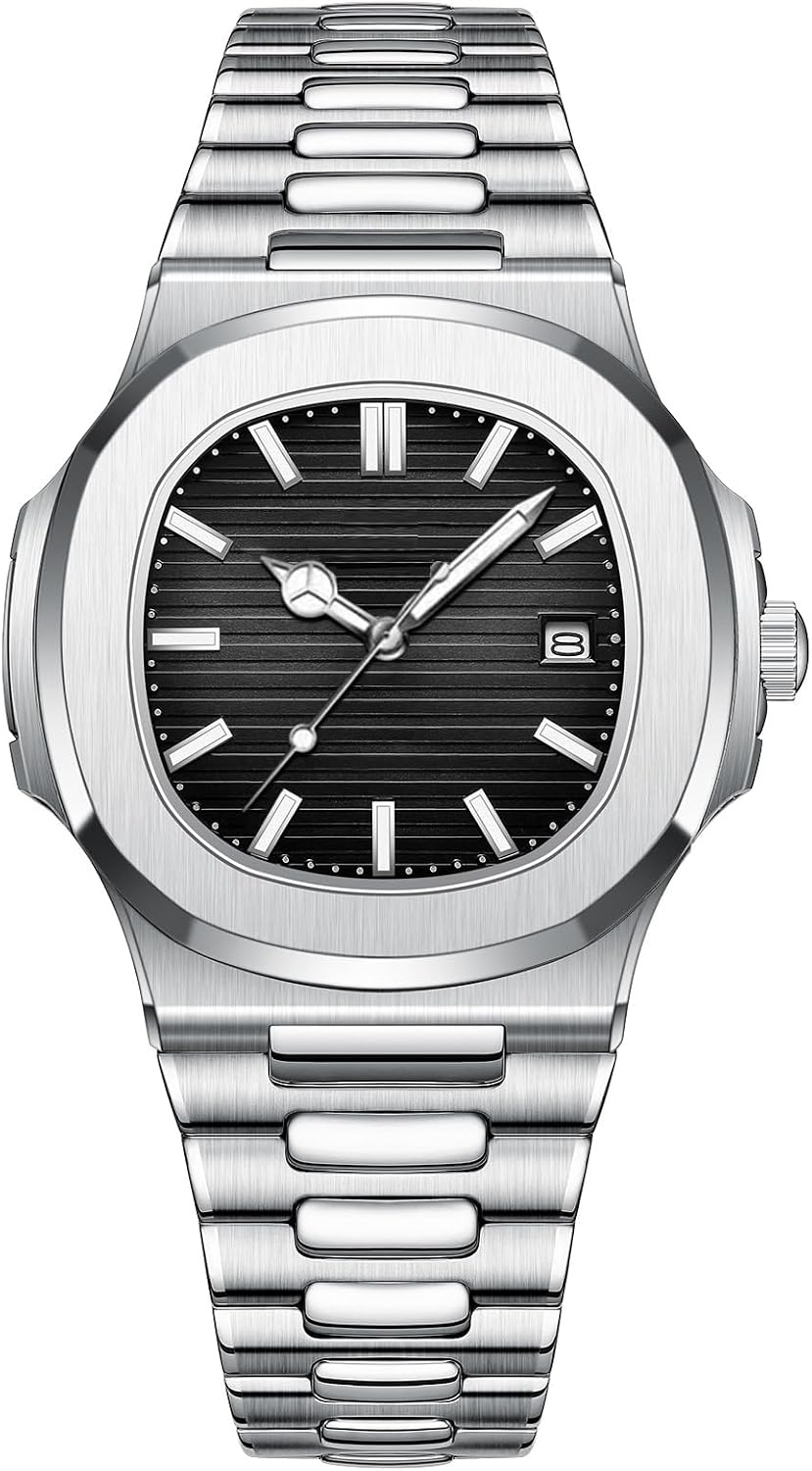 HOTBESTKANG Men Quartz Movement Watch Waterproof Luminous Men's Watch, Stainless Steel Strap Business Watches