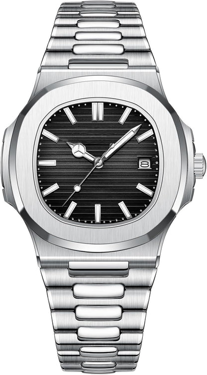 HOTBESTKANG Men Quartz Movement Watch Waterproof Luminous Men's Watch, Stainless Steel Strap Business Watches