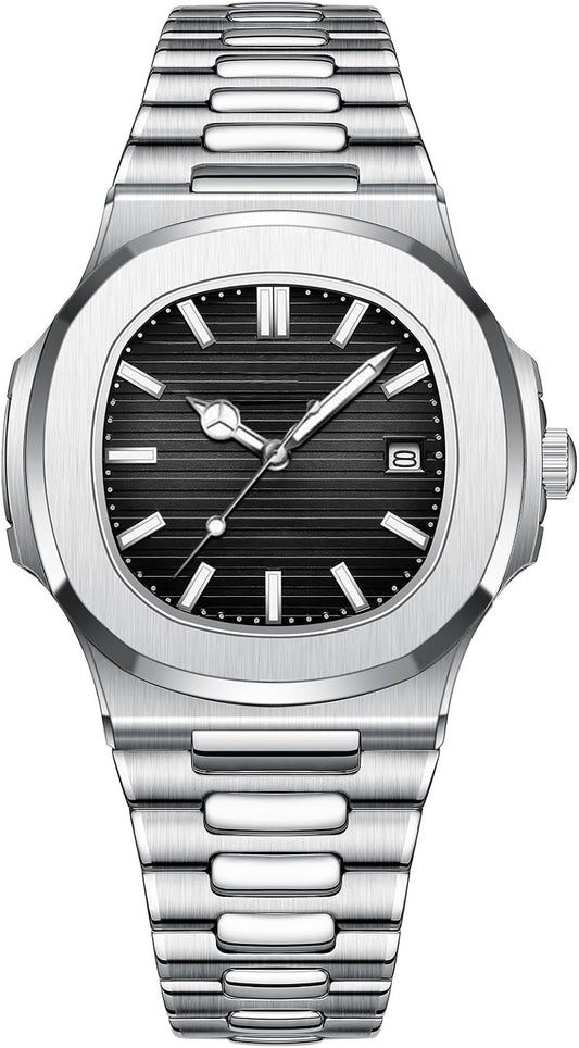 HOTBESTKANG Men Quartz Movement Watch Waterproof Luminous Men's Watch, Stainless Steel Strap Business Watches