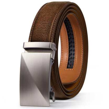 HOTVATAN Men's Belt Leather Ratchet Belt for Men Dress Casual Every Day with Adjustable Buckle, Trim to Fit